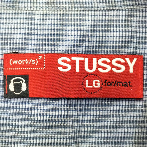 ステューシー Stussy WORK 90s 紺タグ チェック ダブルポケットシャツ メンズ import:L